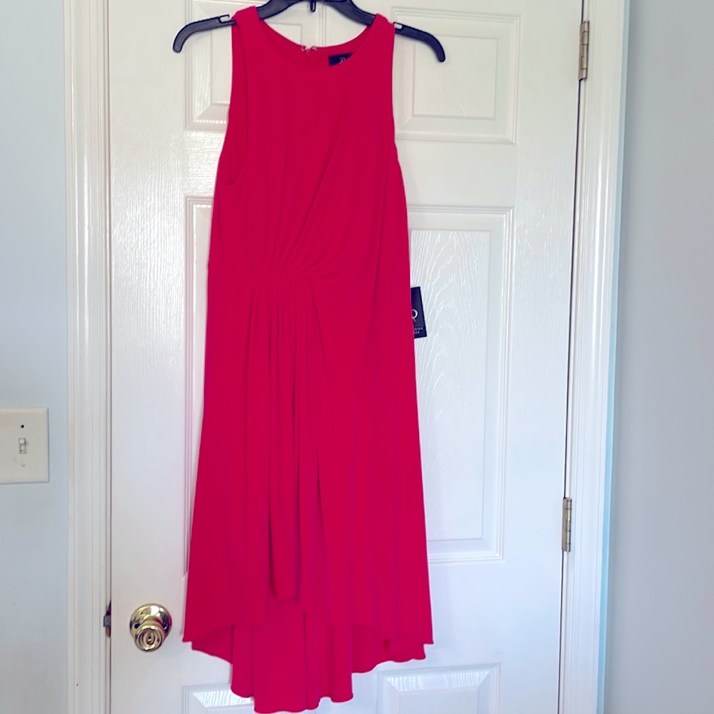 NTW Adrianna Papell dress, 12P in Geranium (bright pink).
